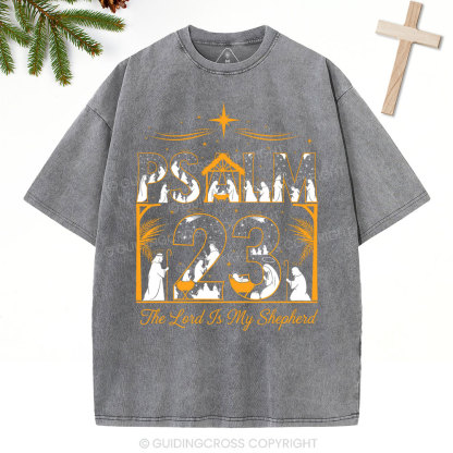 Psalm 23 Christian Christmas Washed T-Shirt