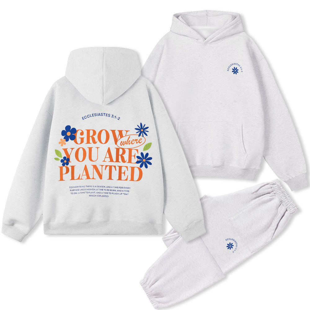 Grow You Are Planted Christian Premium Fleece Hoodie Set