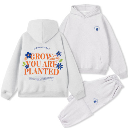 Grow You Are Planted Christian Premium Fleece Hoodie Set