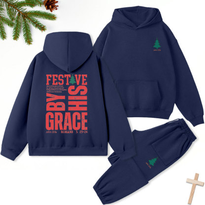 By His Grace Christian Christmas Premium Fleece Hoodie Set