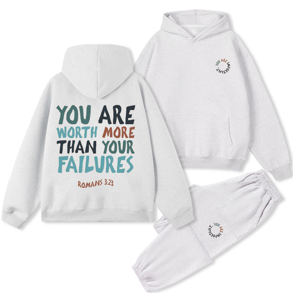 You Are Worth More Than Your Failures Christian Premium Fleece Hoodie Set