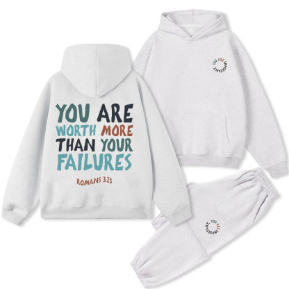 You Are Worth More Than Your Failures Christian Premium Fleece Hoodie Set