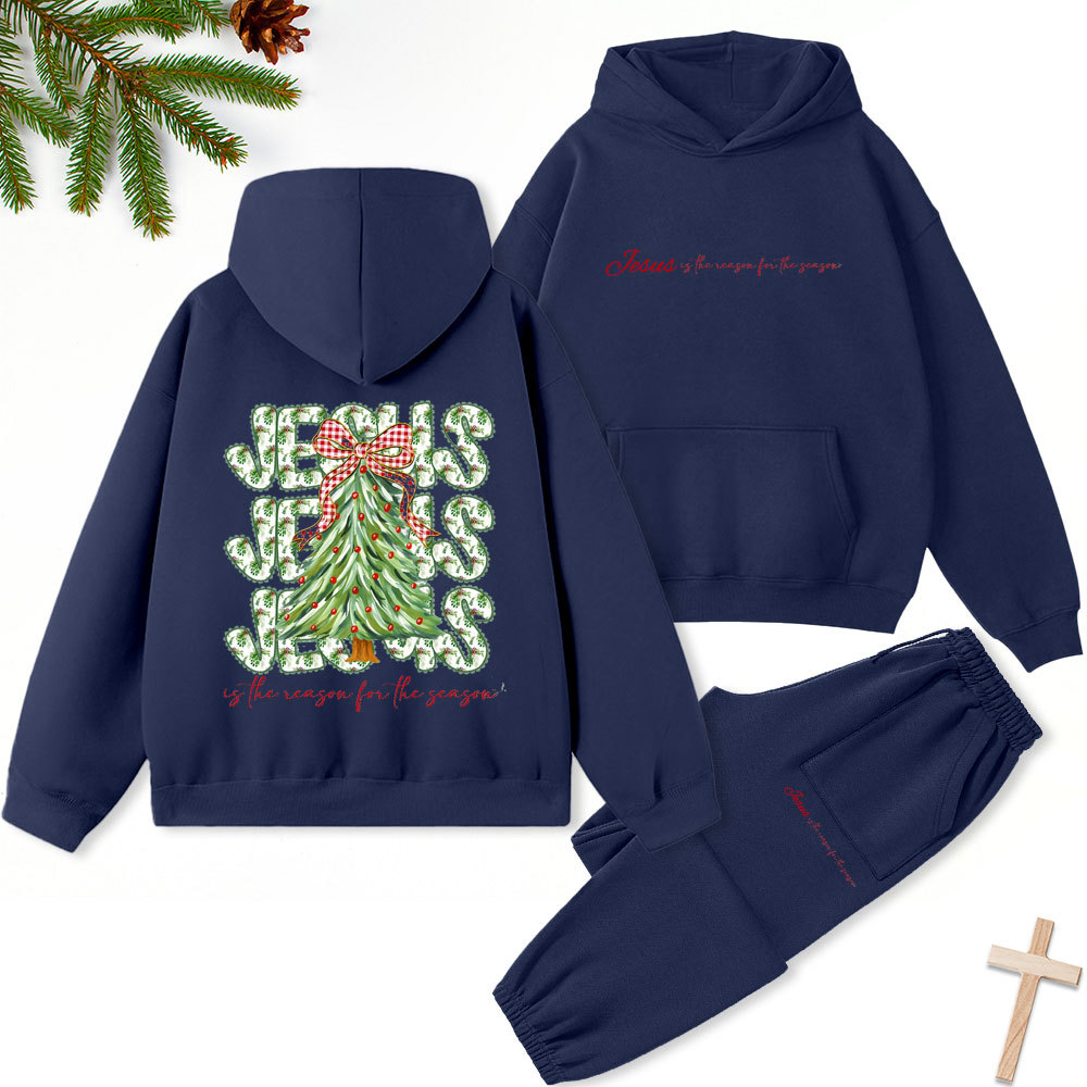 Jesus Tree Christian Christmas Premium Fleece Hoodie Set