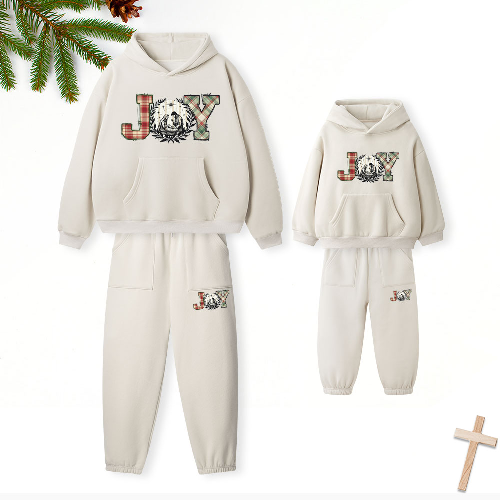 Joy Christian Christmas Premium Matching Fleece Hoodie Set