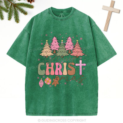 Merry Christ Christian Christmas Washed T-Shirt
