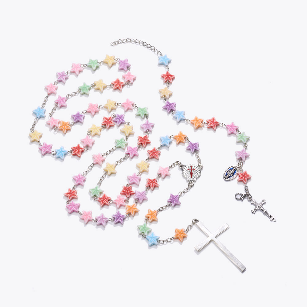 Coloured Starfish Cross Necklace and Bracelet Set