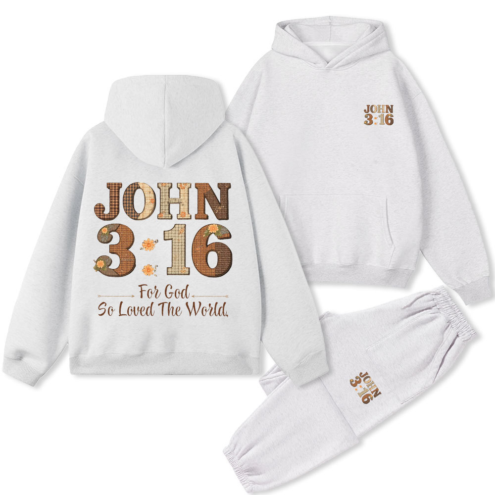 For God So Loved The World Christian Premium Fleece Hoodie Set