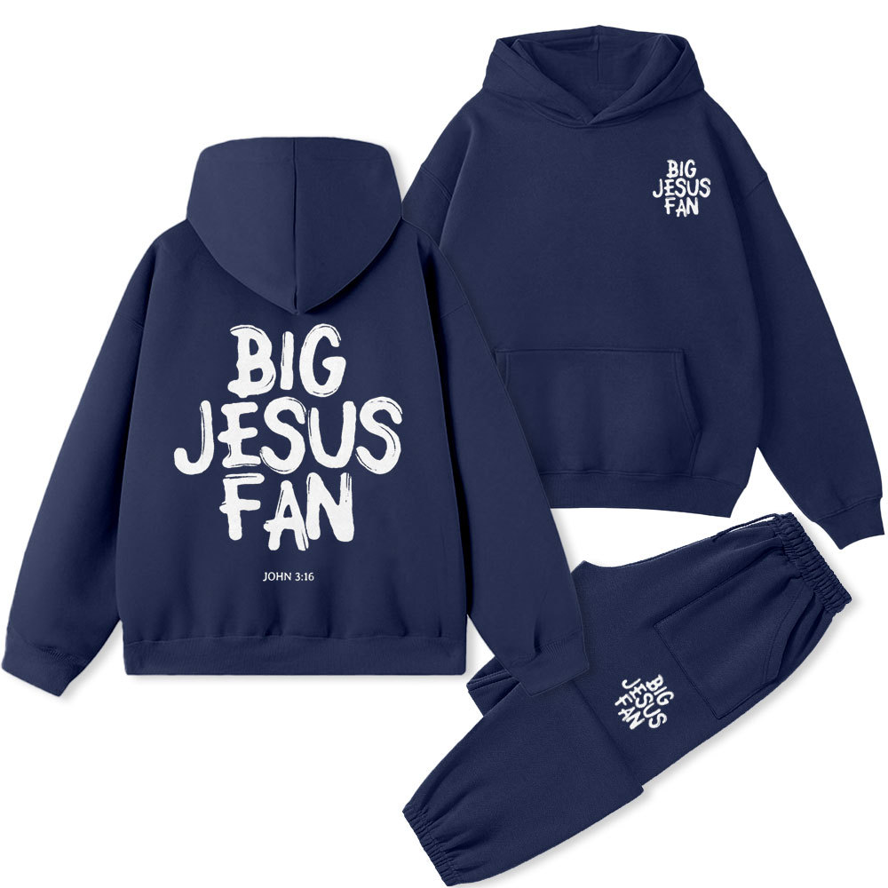 Big Jesus Fan Christian Premium Fleece Hoodie Set