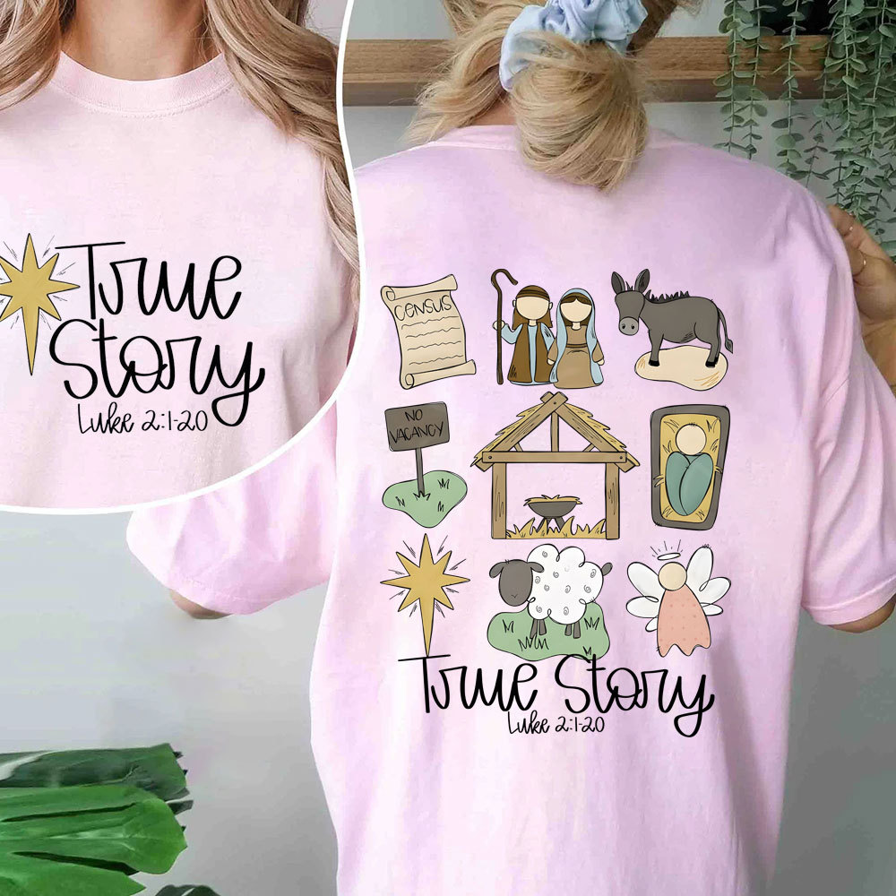 Nativity True Story Jesus Christmas T-Shirt