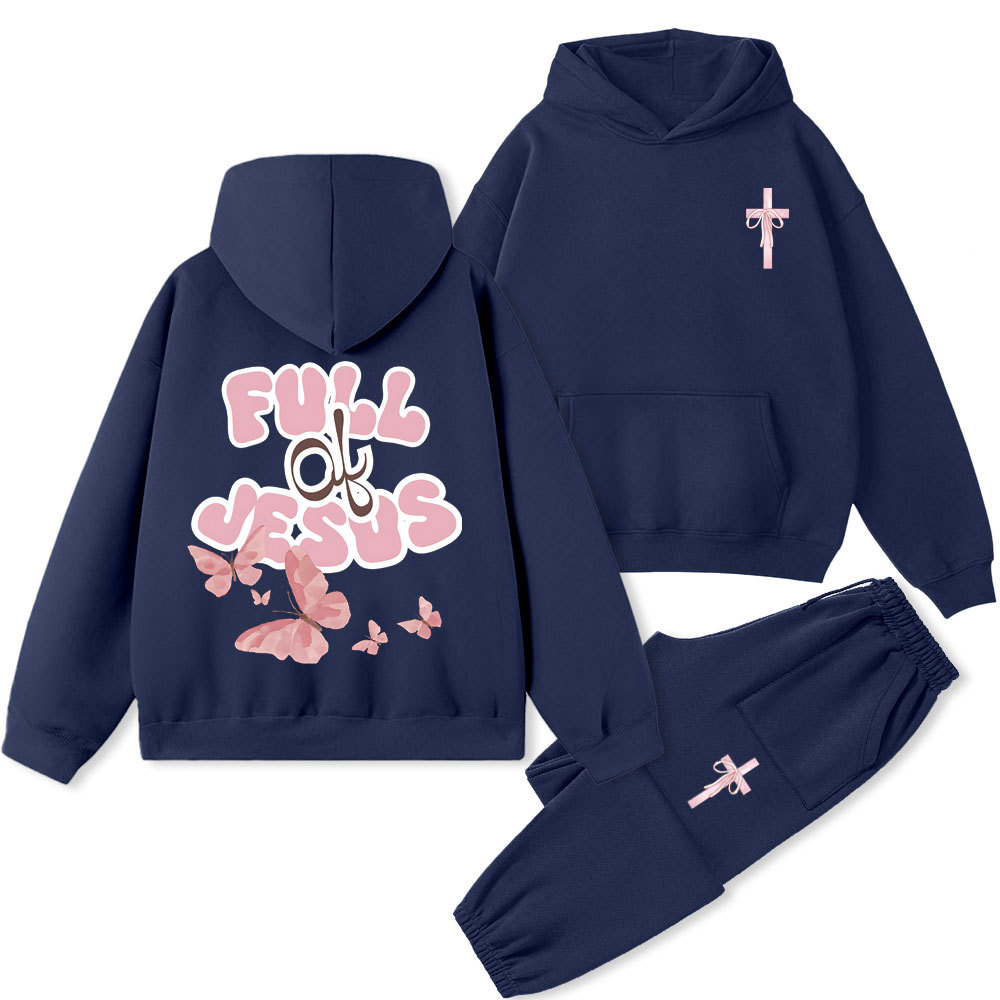 Full Of Jesus Christian Premium Fleece Hoodie Set