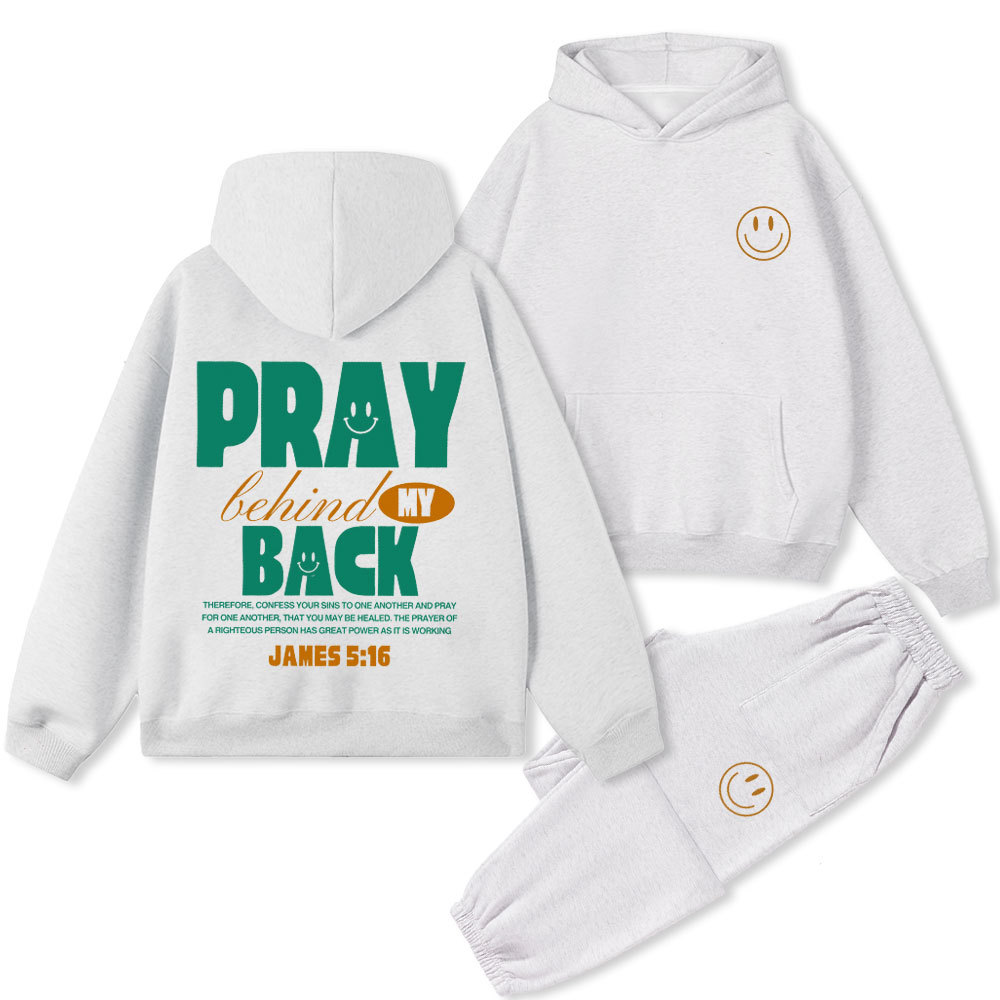 Pray Behind My Back Christian Premium Fleece Hoodie Set