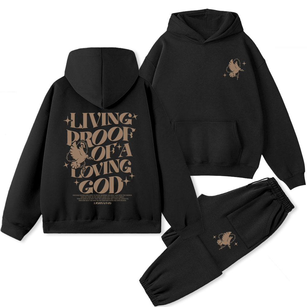 Living Proof Of A Loving God Christian Premium Fleece Hoodie Set