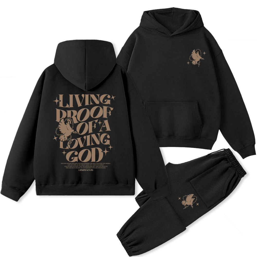 Living Proof Of A Loving God Christian Premium Fleece Hoodie Set
