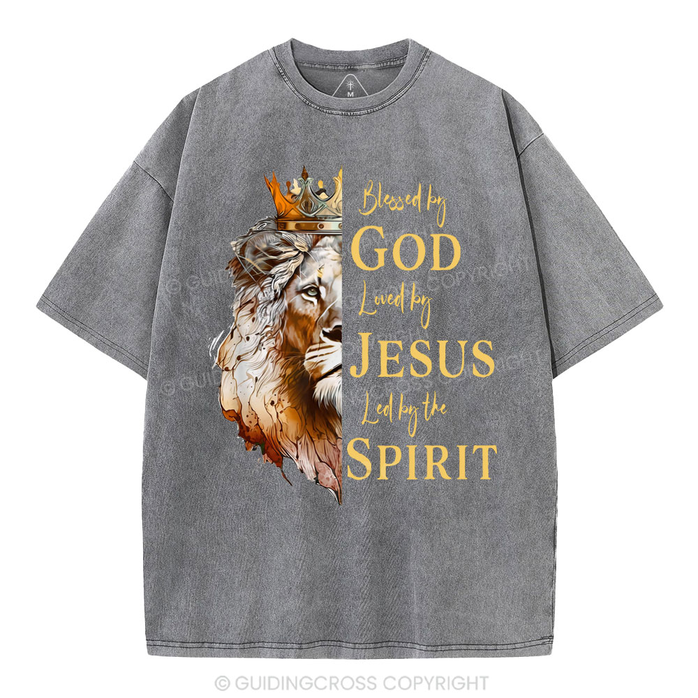 Blessed By God Christian Washed T-Shirt