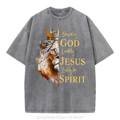 Blessed By God Christian Washed T-Shirt