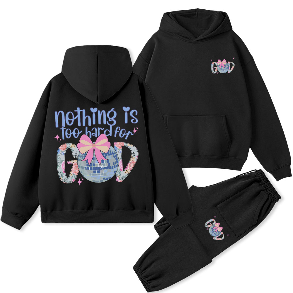 Nothing Is Too Harf For God Christian Premium Fleece Hoodie Set
