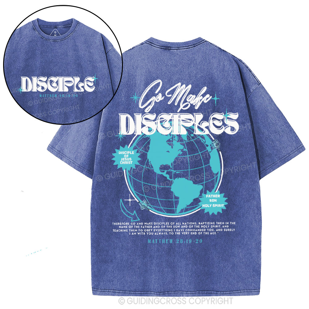 Go Make Disciples Christian Washed T-Shirt