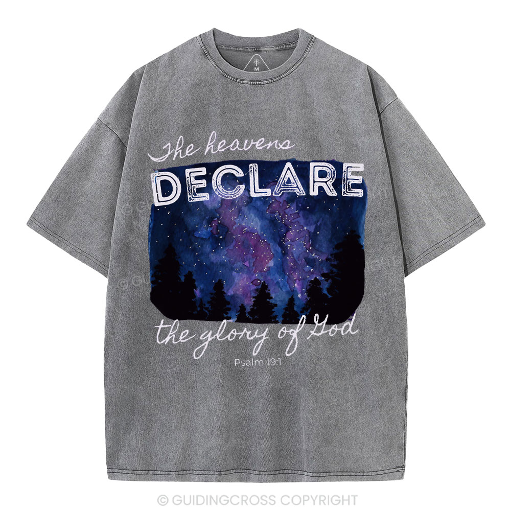 He Heavens Declare The Glory Of Lion Christian Washed T-Shirt