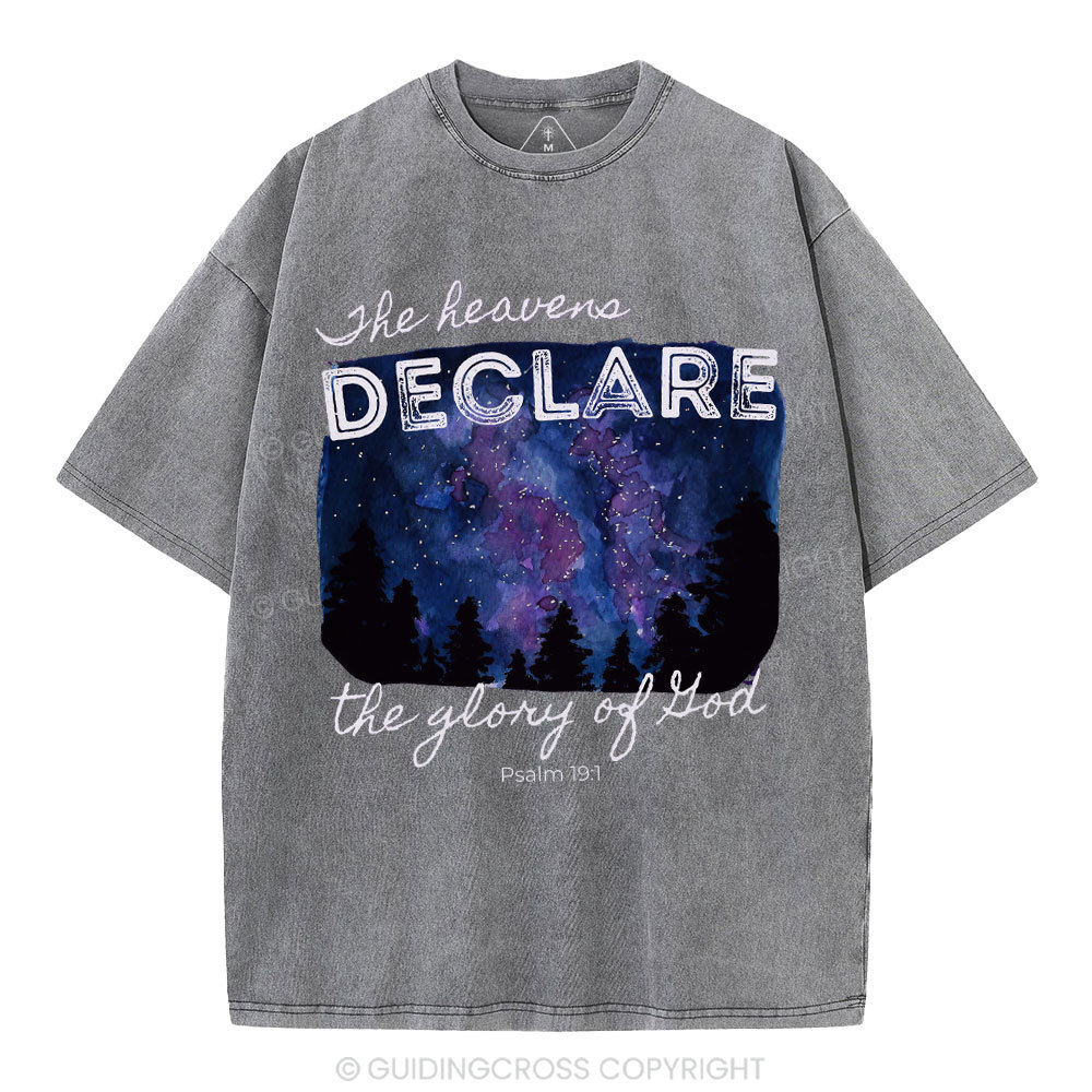 He Heavens Declare The Glory Of Lion Christian Washed T-Shirt
