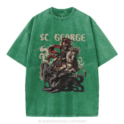 Saint George And The Dragon Christian Washed T-Shirt