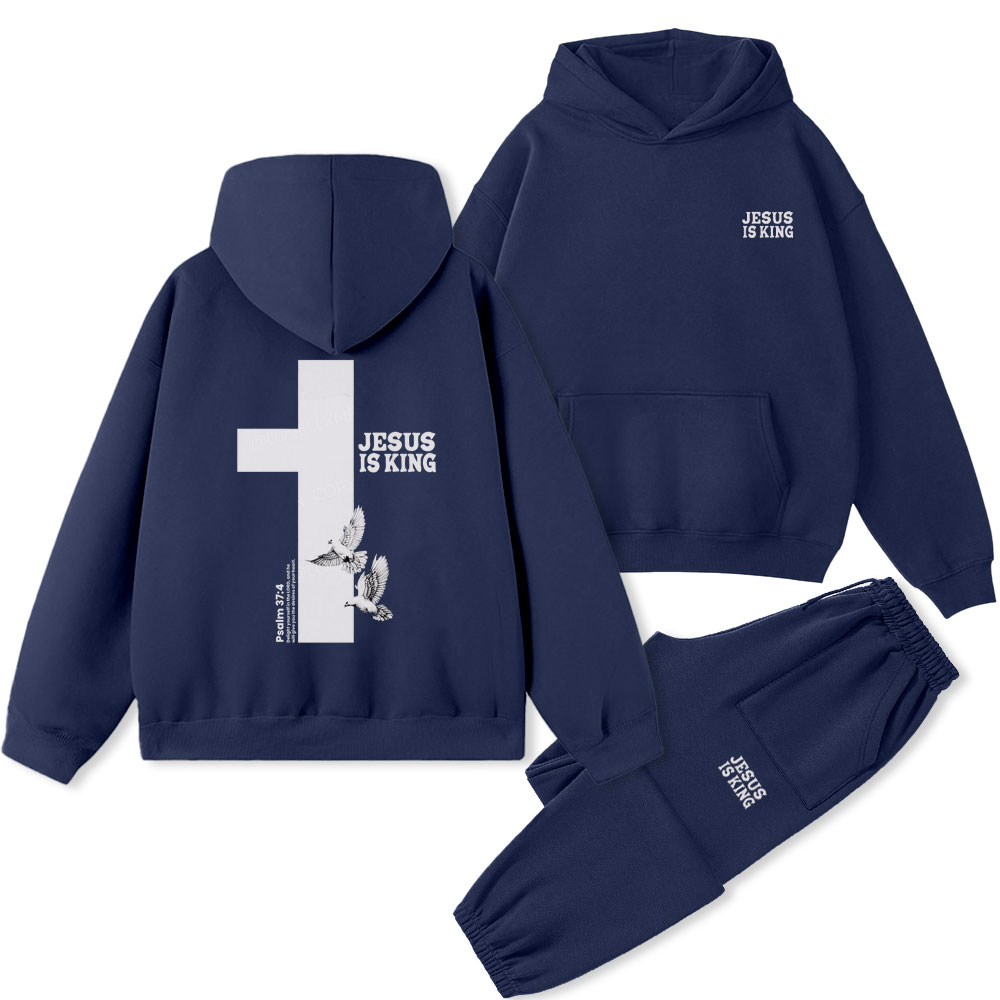 Jesus Is King Christian Premium Fleece Hoodie Set