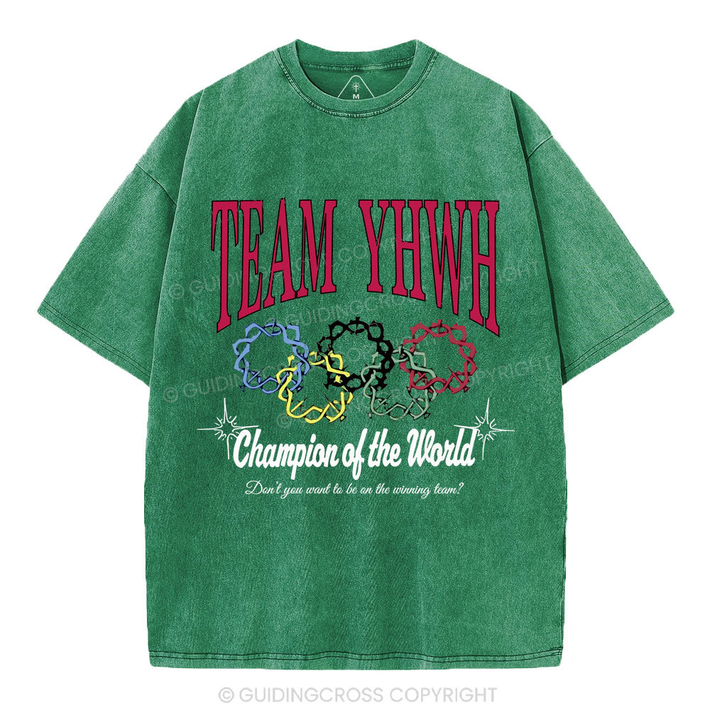 Team YHWH Champion Of The World Christian Washed T-Shirt