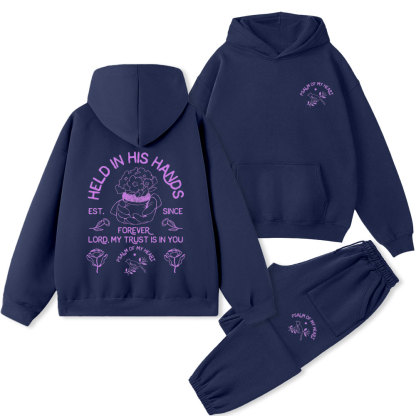 Held In His Hands Forever Christian Premium Fleece Hoodie Set