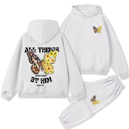 All Things Were Made By Him Christian Premium Fleece Hoodie Set
