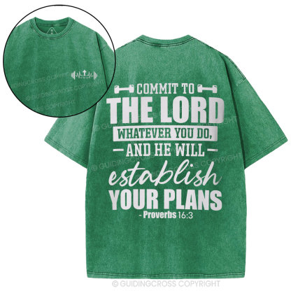 Commit To The Lord Whatever You Do Christian Washed T-Shirt