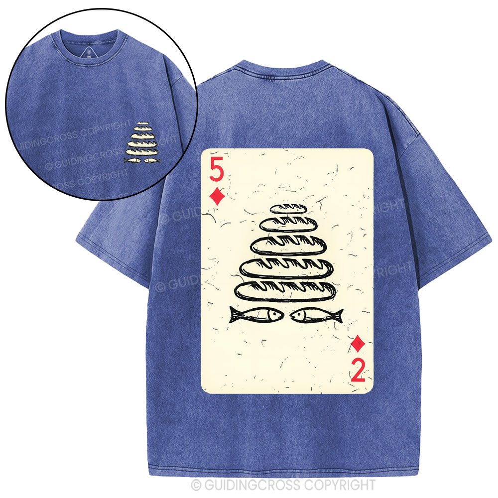 Five Loaves of Bread & Two Fish  Christian Washed T-Shirt
