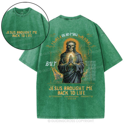 Jesus Brought Me Back To Life Christian Washed T-Shirt