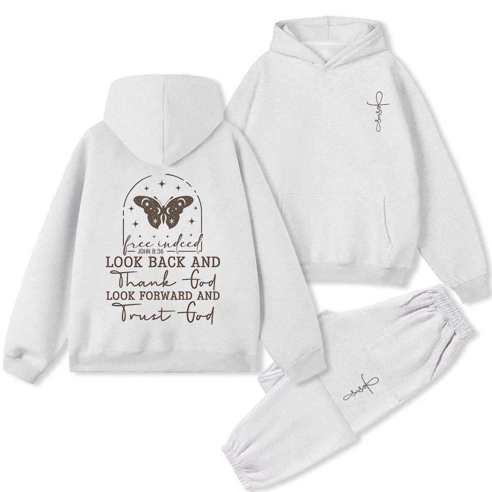 Look Back And Thank God Christian Premium Fleece Hoodie Set