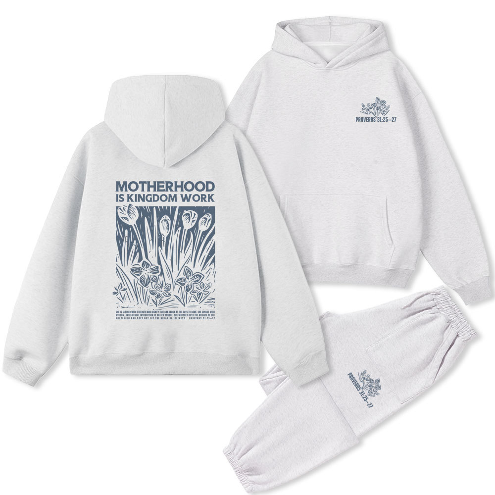 Motherhood Is Kingdom Work Christian Premium Fleece Hoodie Set