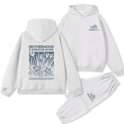 Motherhood Is Kingdom Work Christian Premium Fleece Hoodie Set