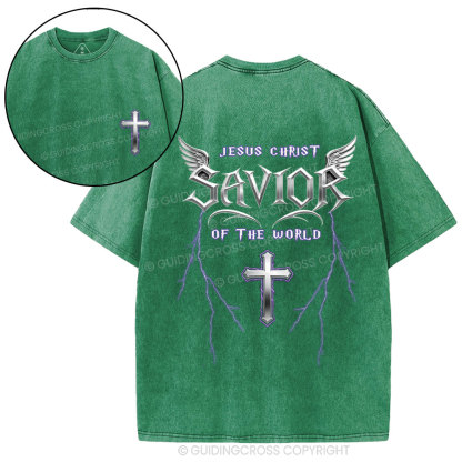 Jesus Christ Savior Of The World Christian Washed T-Shirt