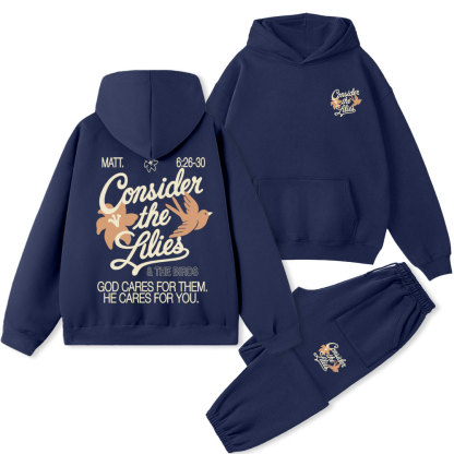 Consider The Lilies & THe Birds Chrsitian Premium Fleece Hoodie Set