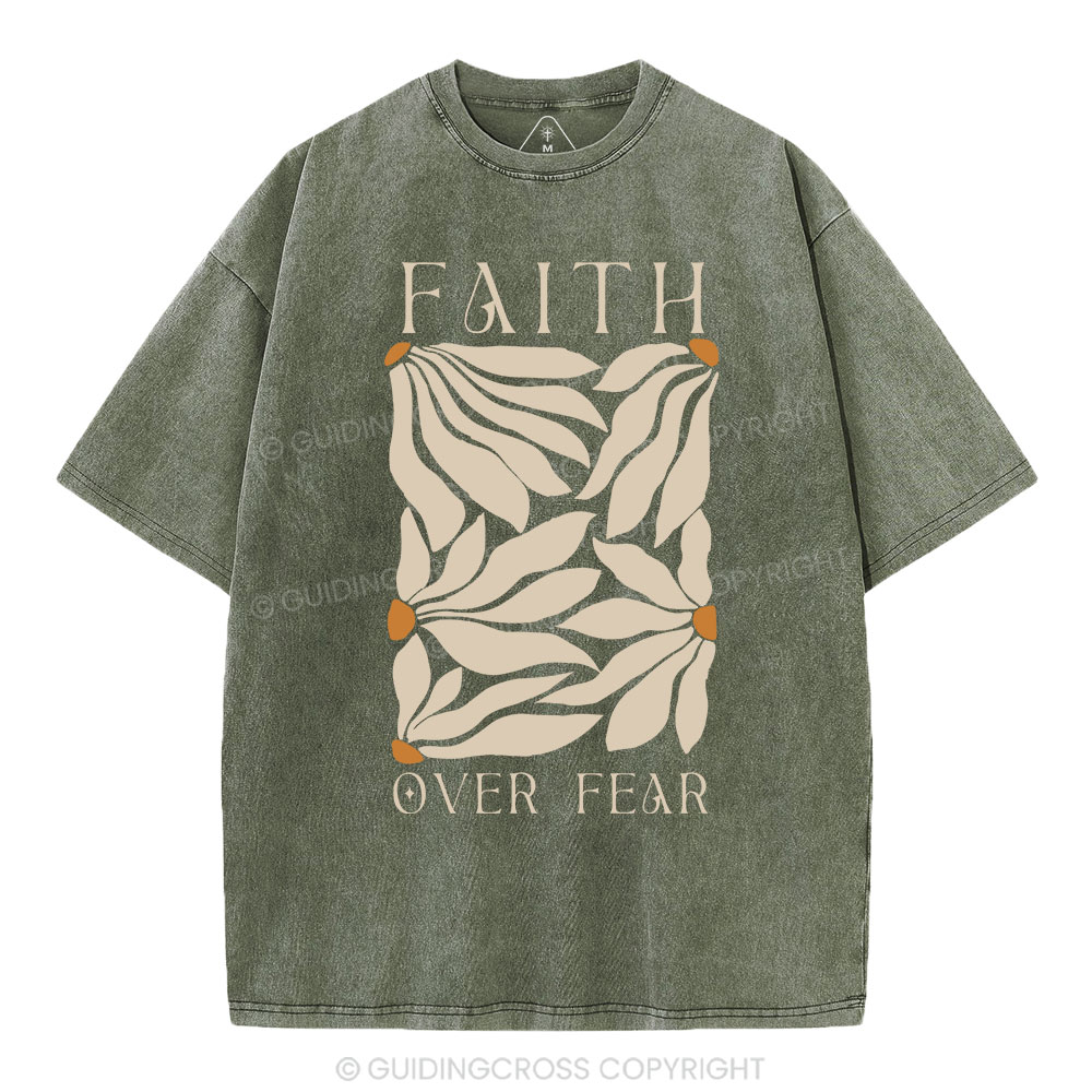 Faith Over Fear Christian Washed T-Shirt