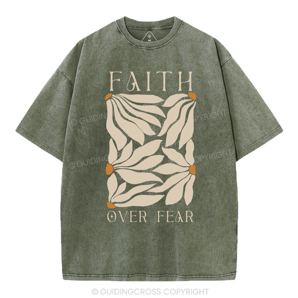 Faith Over Fear Christian Washed T-Shirt