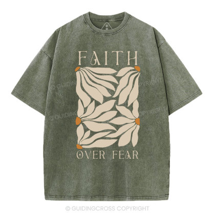 Faith Over Fear Christian Washed T-Shirt