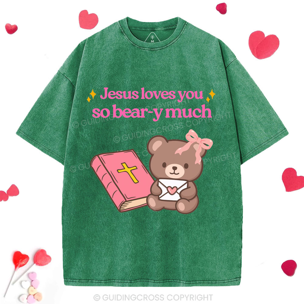 Jesus Loves You So Bear-y Much Christian Washed T-Shirt