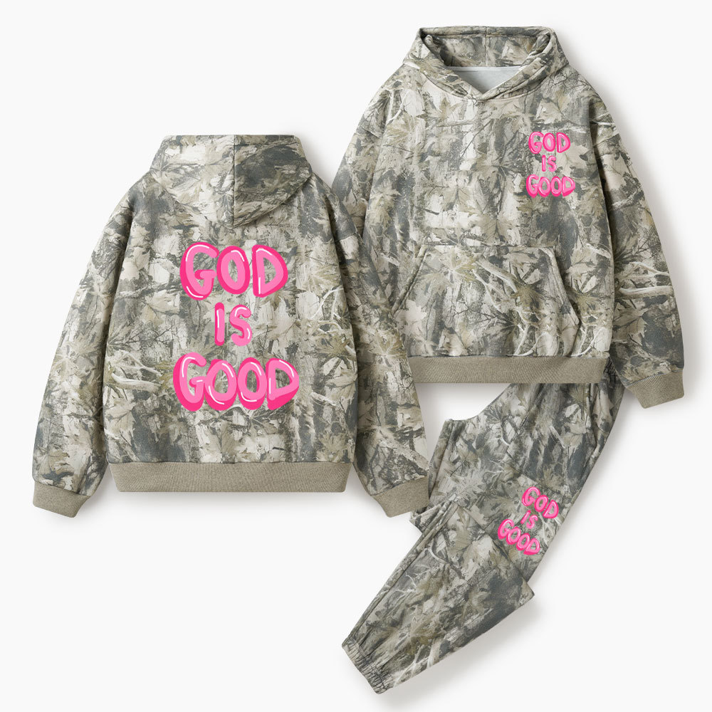 God Is Good Christian Camo Fleece Hoodie Set