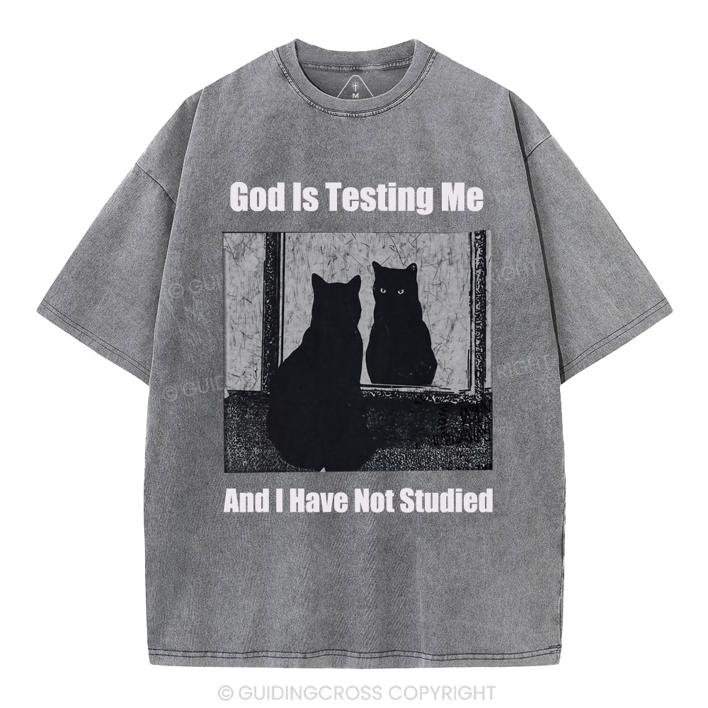 God Is Testing Me And I Have Not Studied Christian Washed T-Shirt