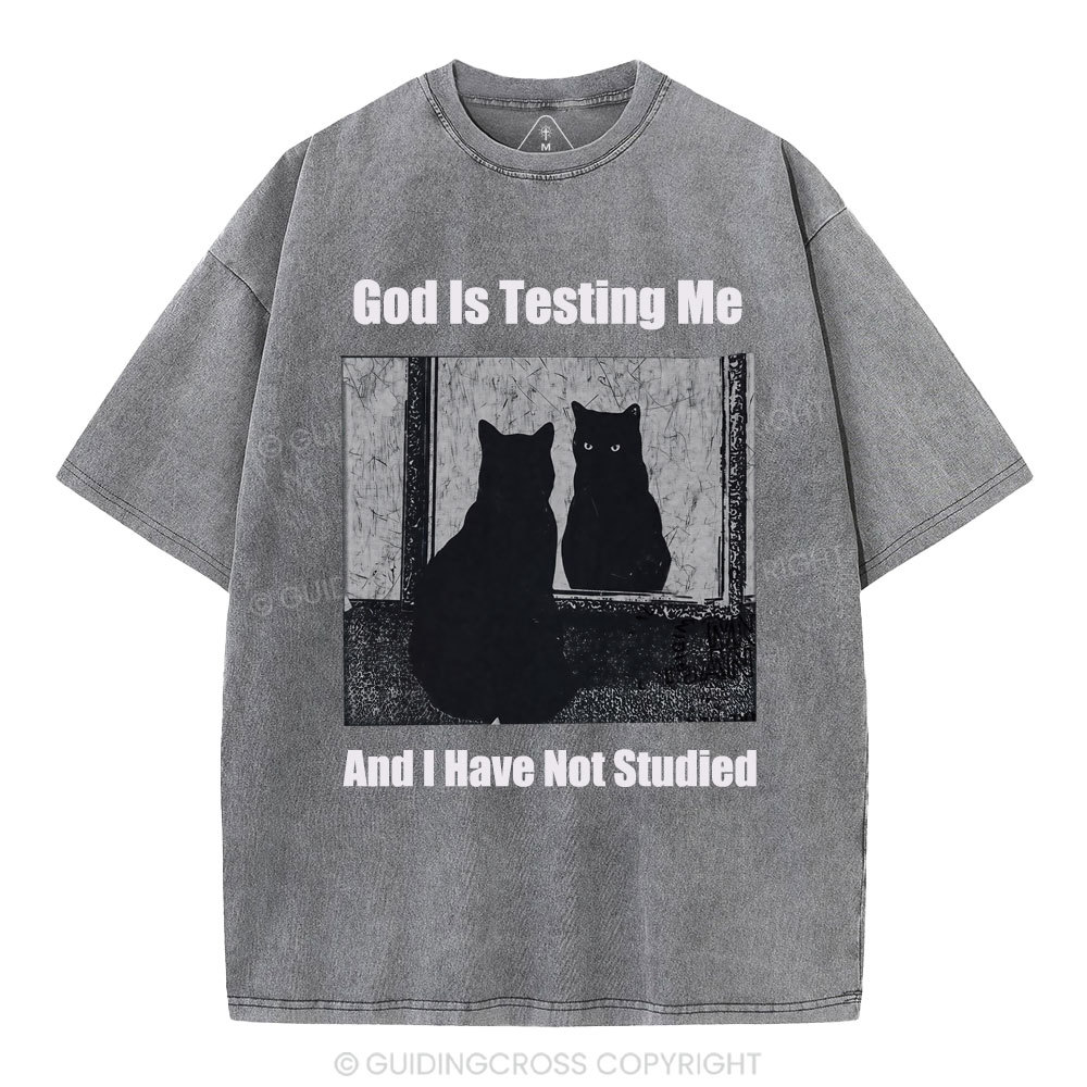 God Is Testing Me And I Have Not Studied Christian Washed T-Shirt