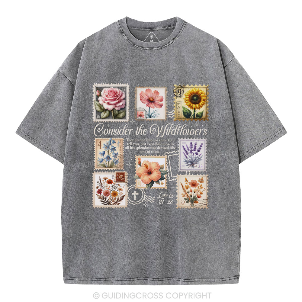 Consider The Wildflowers Christian Washed T-Shirt