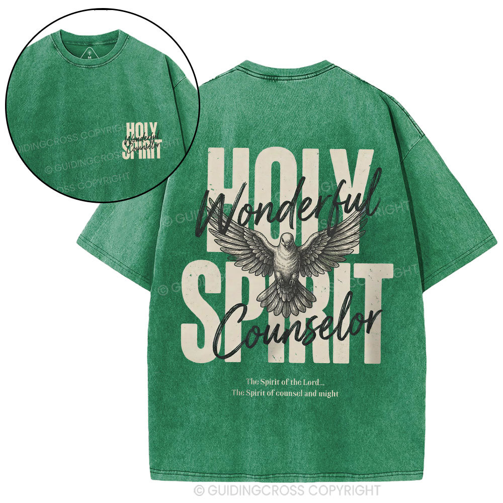 Holy Spirit Wonderful Counselor Christian Washed T-Shirt