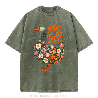 God's Silliest Goose Floral Christian Washed T-Shirt