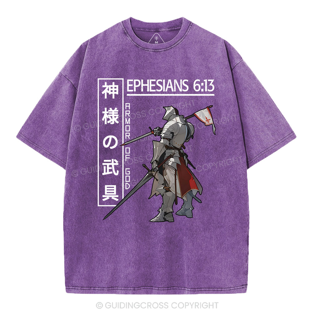 Armor Of God Anime Christian Washed T-Shirt