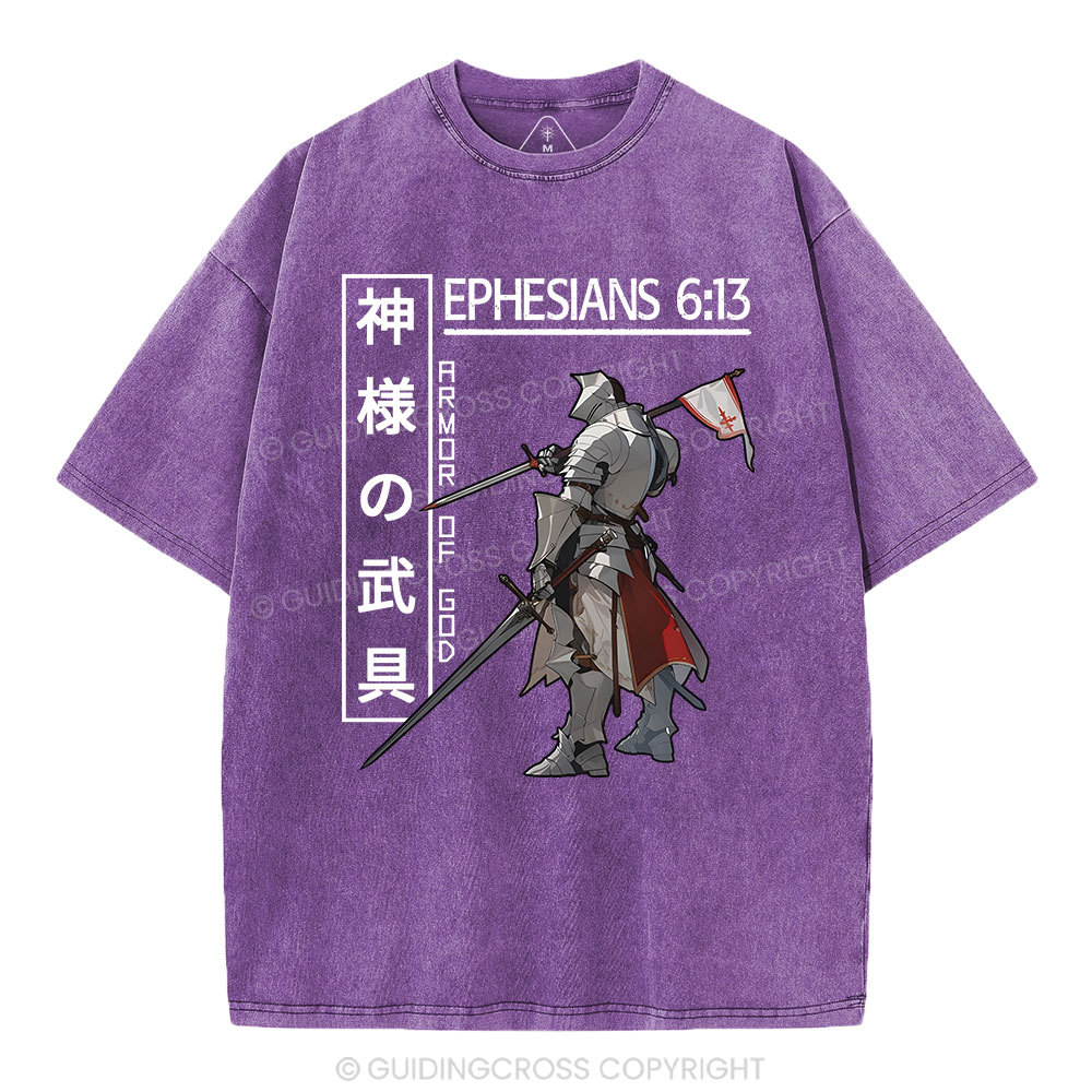 Armor Of God Anime Christian Washed T-Shirt