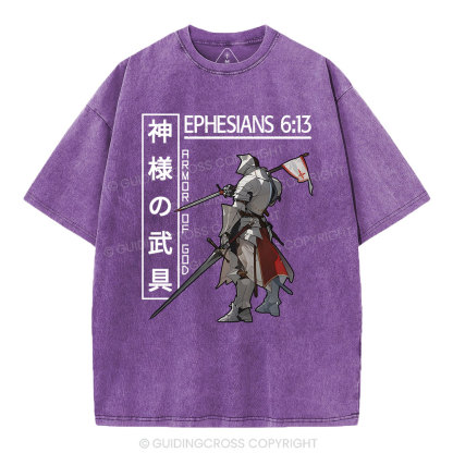 Armor Of God Anime Christian Washed T-Shirt