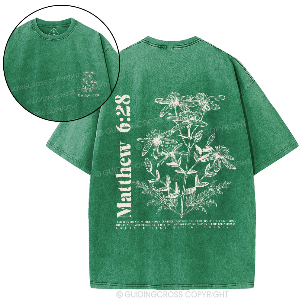 The Flowers Of THe Field Grow Christian Washed T-Shirt